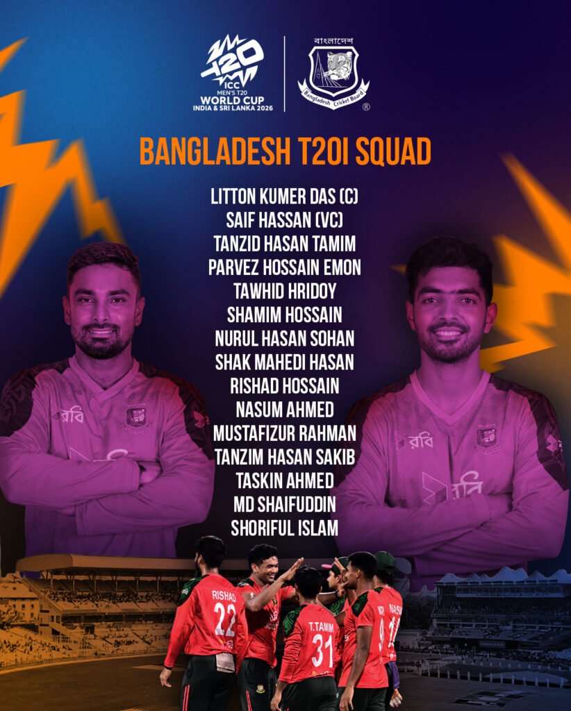 Bangladesh squad for T20 World Cup 2026