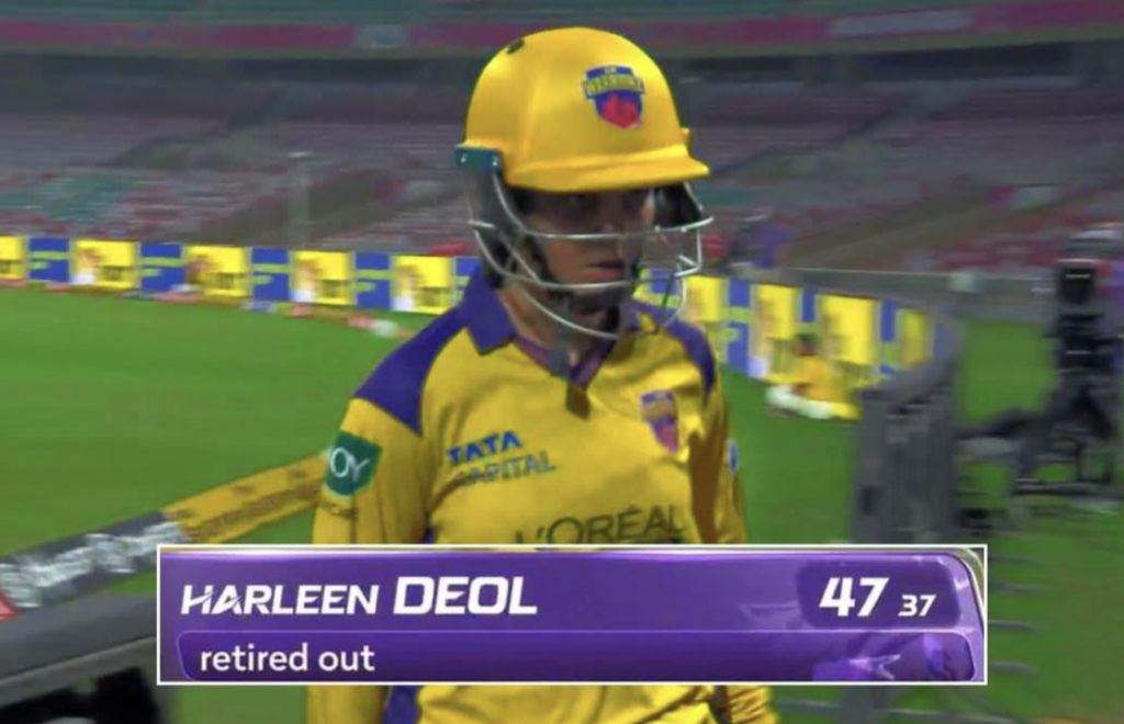 Harleen Deol was retired out vs Delhi Capitals on January 14, 2026