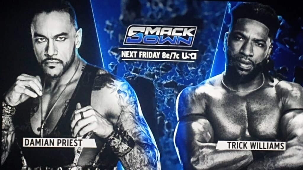 Trick Williams vs Damian Priest match graphic for WWE SmackDown January 23, 2026