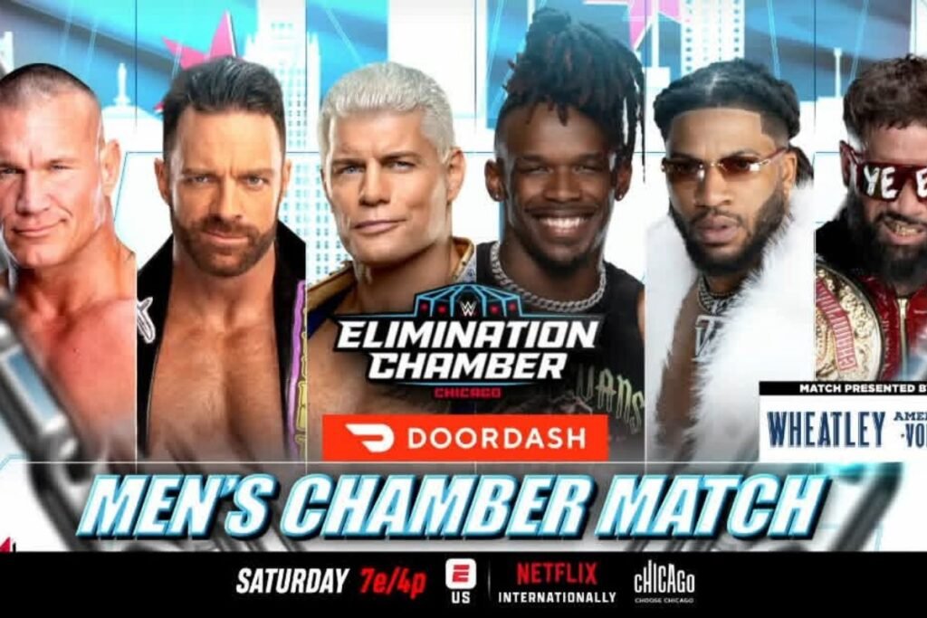 Men’s Elimination Chamber Match: Randy Orton vs. LA Knight vs. Cody Rhodes vs. Je'Von Evans vs. Trick Williams vs. Jey Uso