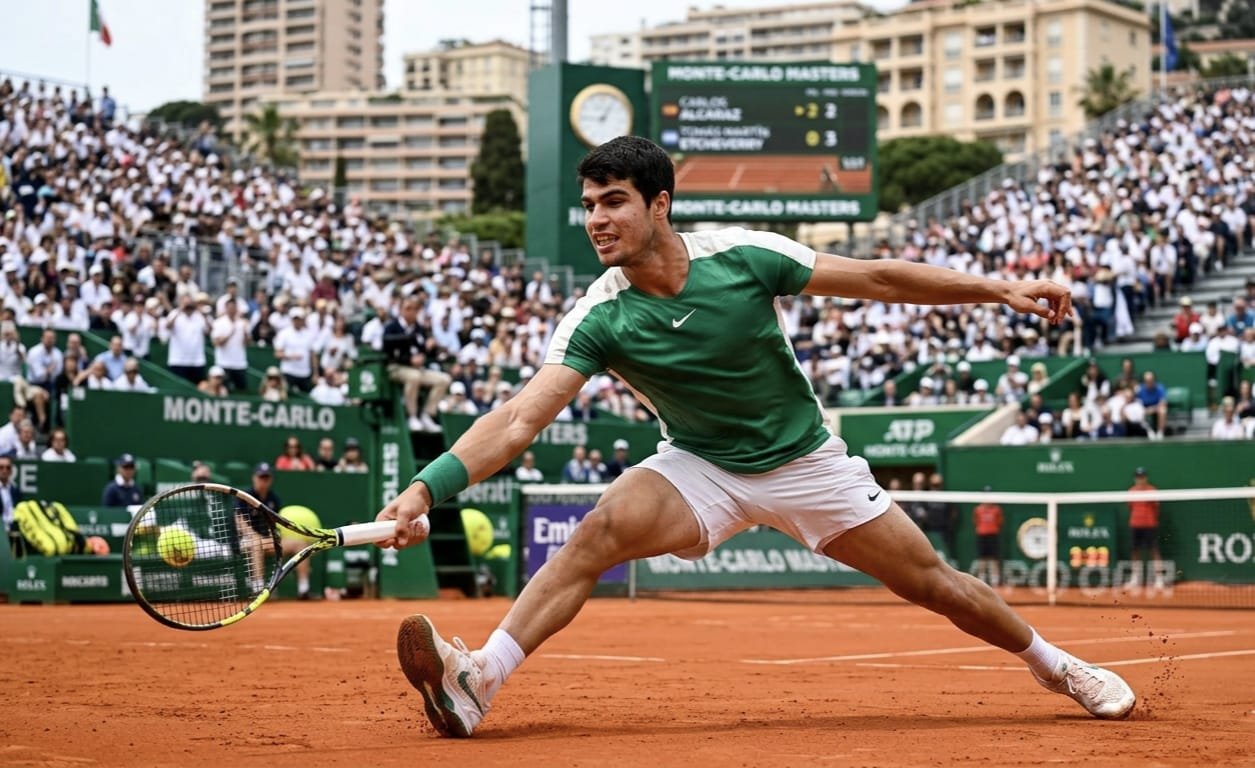 Carlos Alcaraz in Quarterfinals beating Etcheverry Monte Carlo Masters 2026