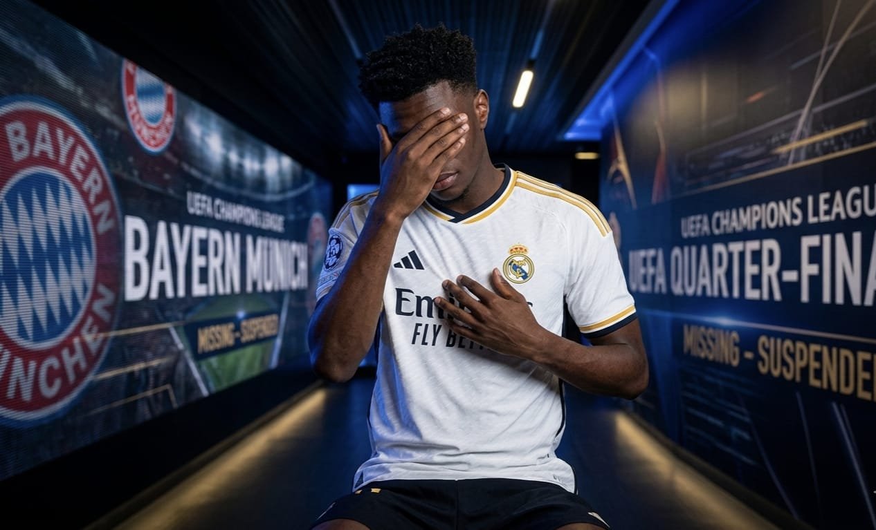 Key Real Madrid Player ruled out champions league quarterfinal second leg Bayern aurelien tchouameni