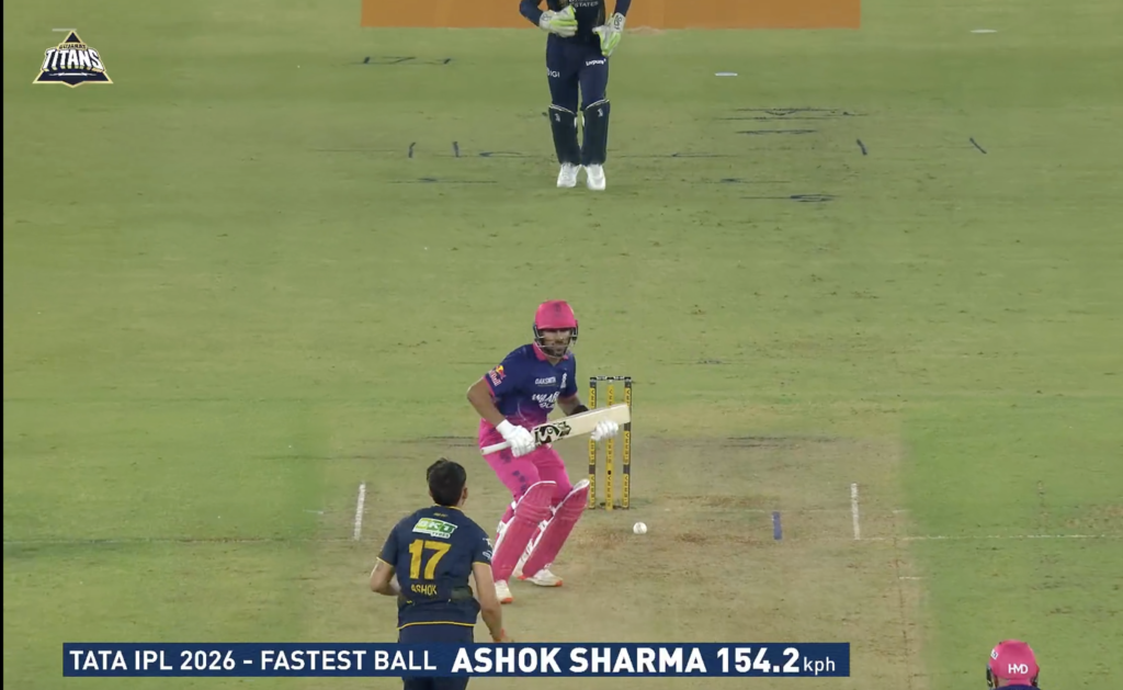 Ashok Sharma 154.2 kph GT vs RR IPL 2026