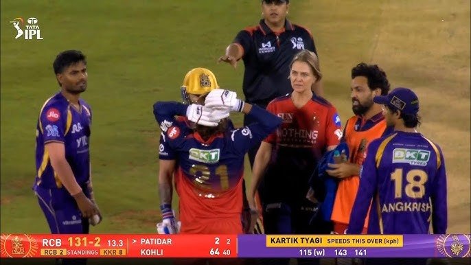 Rajat Patidar was struck on the back of his head by Kartik Tyagi in the last game against KKR